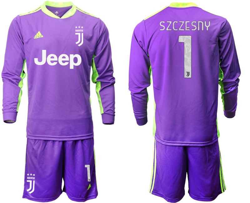 Men 2020-2021 club Juventus purple long sleeved Goalkeeper #1 Soccer Jersey